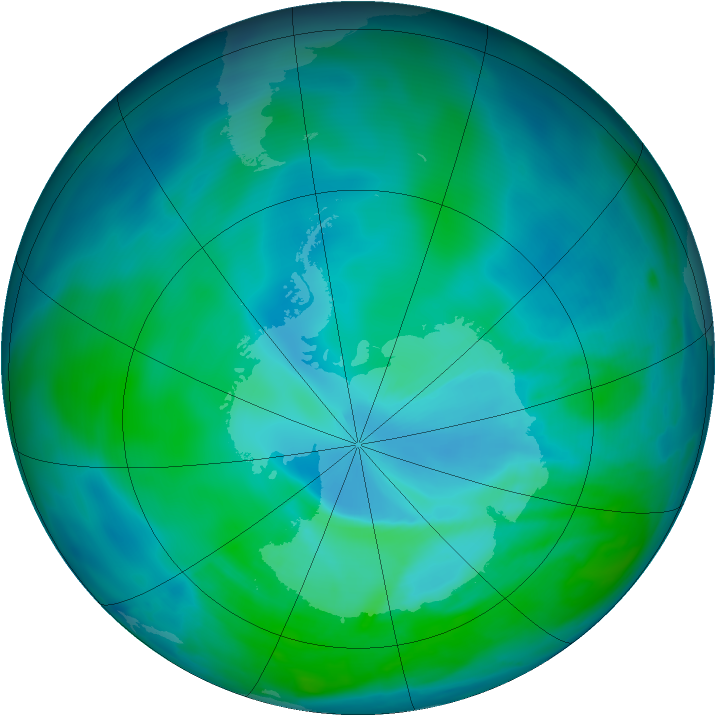 Antarctic ozone map for 30 December 2008
